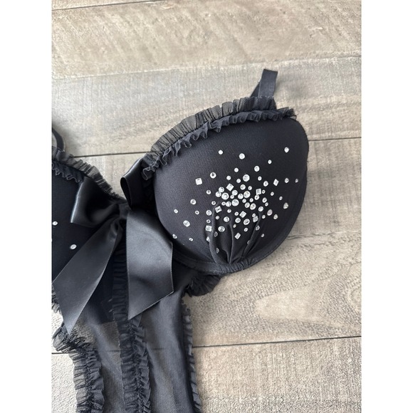 Victoria's Secret Sexy Little Things mesh black crystal lingerie - Picture 3 of 12